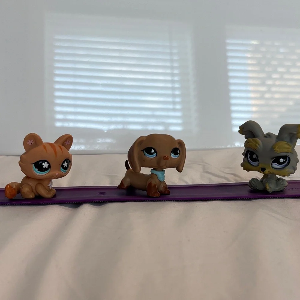 Littlest Pet Shop Trio - Cat Orange, Dog Brown, and Dog Gray - Picture 1 of 4